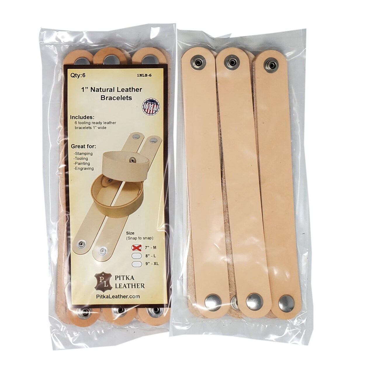 1 Inch Vegetable Leather Bracelets Blank 6 Pack - Stamping, Tooling, Engraving Ready